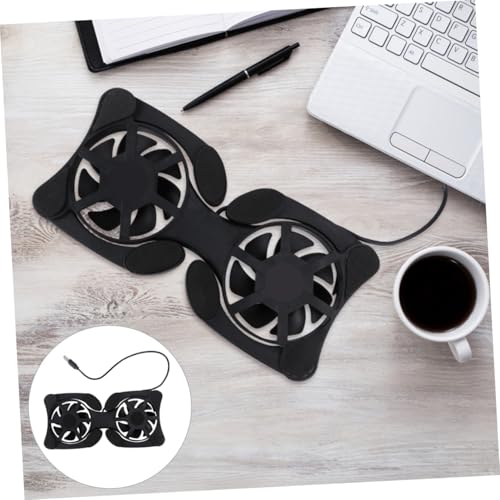 Portable Foldable Laptop Cooler USB Fans Lightweight Notebook Cooling Mat Strong Heat Dissipation Space-Saving Design Non- Protective Pads Black