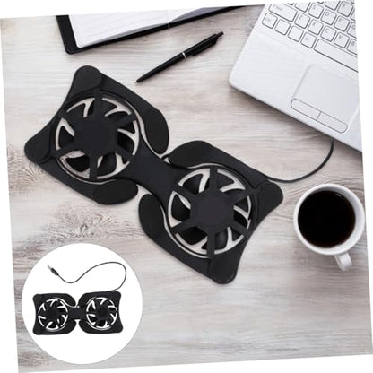 Portable Foldable Laptop Cooler USB Fans Lightweight Notebook Cooling Mat Strong Heat Dissipation Space-Saving Design Non- Protective Pads Black