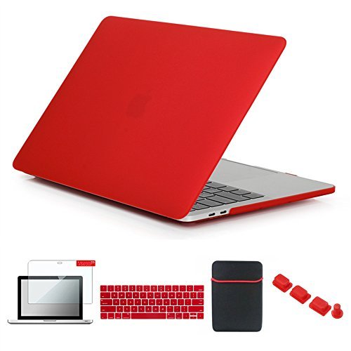 Se7enline Compatible with MacBook Pro Case with Touch Bar Matte Hard Cover Compatible with MacBook Pro 13 inch A1706/A1989/A2159 2016-2019&Sleeve Bag&Keyboard Cover&Screen Protector&Dust Plug, Red - color: Red, size: 13 inch (2016-2019 Version)