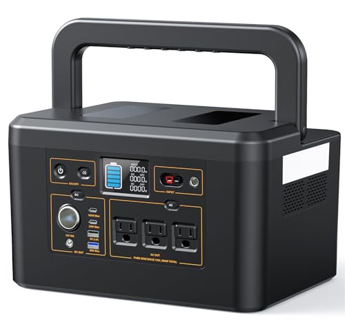 Portable Power Station 650W (1200W Peak), 576Wh Solar Generator | LiFePO4 Battery 3.5 Hour Fast Charging for Home & Emergency Backup, Hurricane, CPAP (Solar Optional) - color: Black