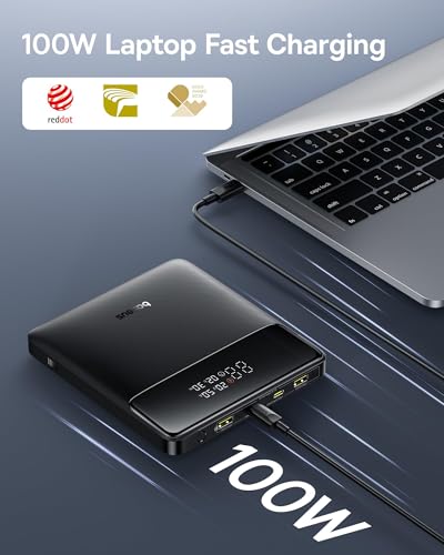 Baseus 100W USB C Charger Block, 3-Port Foldable Compact PPS Wall Charger Bundle with Baseus Laptop Portable Charger 100W 20000mAh, Blade Travel Power Bank Fast Charging 2 USB-C & 2 USB-A Port