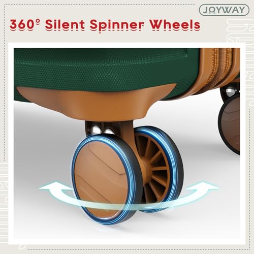 Joyway Expandable Carry on Luggage Sets Airline Approved, Lightweight Hard Shell 20 Inch Carry-on Suitcase with Spinner Wheels, Green Brown - color: Green, size: 4 piece sets (13/20)