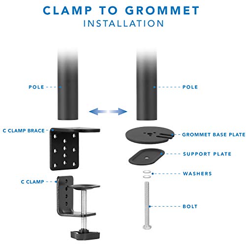 Mount-It! Large Monitor Desk Mount with VESA 200 (200x200, 200x100) Bolting Pattern, Fits up to 42 Inch and Ultrawide Monitors, Full Motion with Clamp and Grommet Base