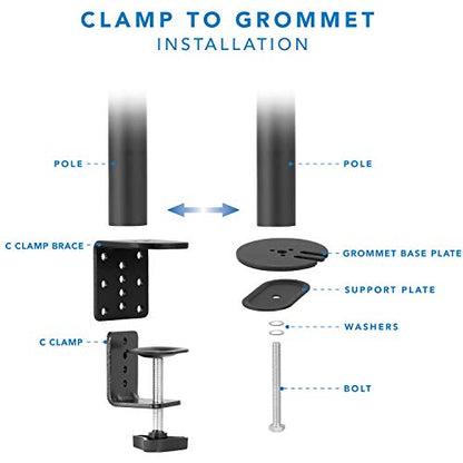 Mount-It! Large Monitor Desk Mount with VESA 200 (200x200, 200x100) Bolting Pattern, Fits up to 42 Inch and Ultrawide Monitors, Full Motion with Clamp and Grommet Base