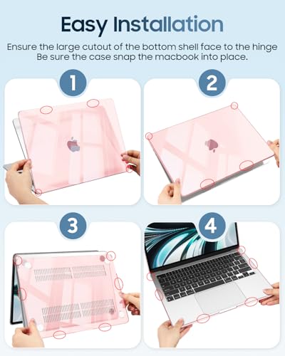 Fintie Case for MacBook Air 13 inch A3449/A3240/A3113/A2681 2022-2026 | M2/M3/M4/M5, Snap On Hard Shell, Full Port Access, Easy On/Off, Lightweight, Crystal Pink - color: Checkered