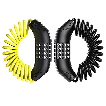 Windance 2pcs Motorcycle Helmet Lock Cable, Anti-Theft Retractable Luggage Lock with 4 Digit Password Combination Security Lock (Black+Yellow) - color: Black+Yellow