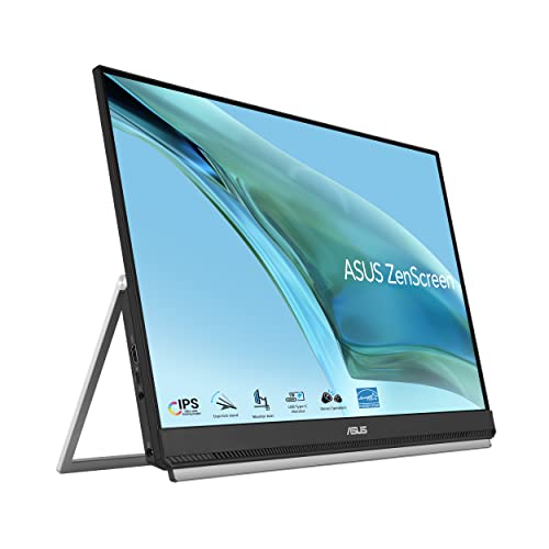 ASUS ZenScreen 24” (23.8” viewable) 1080P Portable USB-C Monitor (MB249C) - FHD, IPS, Eye Care, Speakers, Multi-Stand Design, Kickstand, C-clamp Arm, Partition Hook, Carrying Handle, WFH Monitor - style: 24" IPS USB-C Multi-stand Design