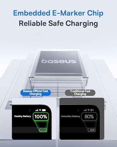 Baseus USB C Cable, 100W 5A Fast Charging USB C Charger Cable with LED Display, Zinc Alloy Nylon Braided USB C to USB C Cable for iPhone 16/Pro/Plus/Pro Max, MacBook, iPad Pro, Galaxy S24/S23 (3.3ft) - size: 3.3ft