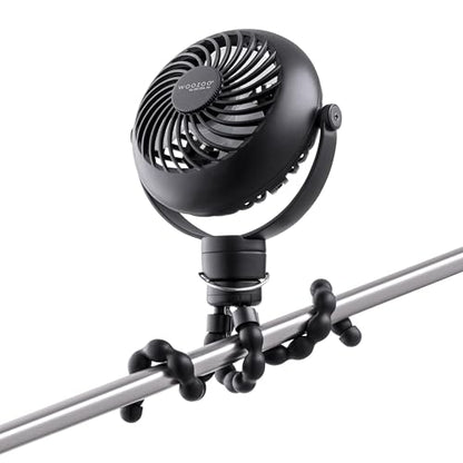 IRIS USA WOOZOO Portable Personal Fan, USB-C Charging, Tripod Stand, Black | LED Light, Mosquito Repellent Tray, 360° Tilt, 3 Speeds, Pet Stroller Car Fan, Camping Golfing Outdoor Use - color: Black, style: Tripod