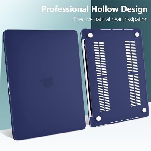 for MacBook Pro 13 inch Case 2023 2022 2021 2020 Release Model: A2338 M2/M1 A2289 A2251 with Touch Bar & Touch ID, Frosted Matte Plastic Hard Shell Case & Keyboard Cover, Navy Blue - color: Navy Blue