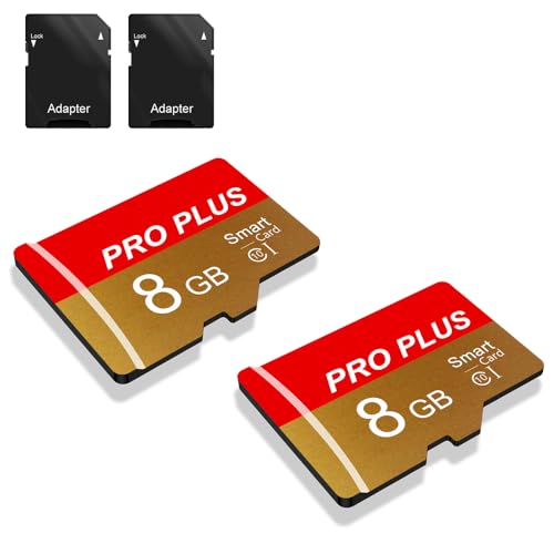 2 Pack TF Card 8GB with Adapter, High Speed Memory Card, UHS-I C10 A1 Memory TF Card for Tablet/Mobile Phone/Camera/Car Audio/Game Console (TF162 Red Gold 8GB) - color: TF162 Red Gold 8GB