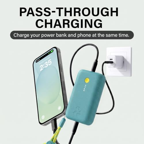 Nimble Champ Portable Charger, 10000mAh Power Bank, 20W Dual USB-C Charging | Compatible with iPhone, Samsung, Tablet, iPad, MacBook, Travel Essential Power Bank with 2 ft USB-C Cable Included - color: Shorebreak Blue