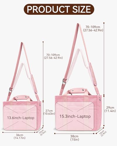 Canvas Tote Bag with Multi-Pocket for Women Large Crossbody Shoulder Handbag Everything Tote Bag with Compartments - color: Pink, size: X-Large