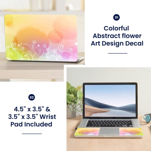LSS 15 15.6 Inches Laptop Notebook Skin Sticker with 2 Wrist Pads - Reusable Cover Protector Vinyl Sticker Cover Decal Fits 13" - 16" HP Asus Acer Samsung - Pink Heart Pattern - color: Abstract Flower Art, size: 13" - 16"