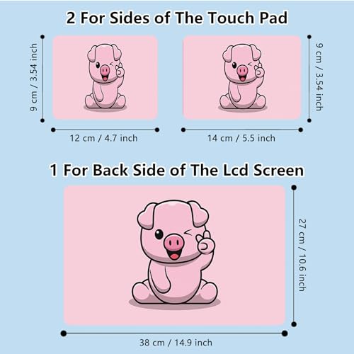 Universal Laptop Skin Sticker with 2 Wrist Pad Skins, Waterproof Scratch Resistant Vinyl Laptop Cover Decal, Cut to Fit for 11–15.6 Inch MacBook HP Dell Lenovo, Pink Pig - color: Pink Pig