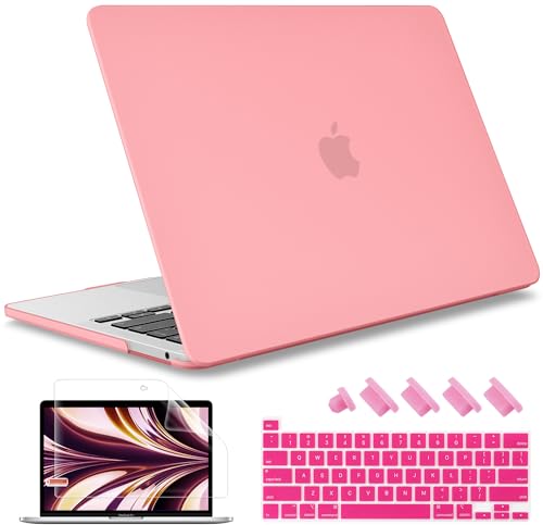 May Chen Compatible with MacBook Pro 13 inch Case 2022 2021 2020 Release Model A2338 M2 M1 A2251 A2289, Plastic Hard Shell Case Keyboard Cover for MacBook Pro 13 Touch Bar Fits Touch ID, Matte Pink - color: Pink