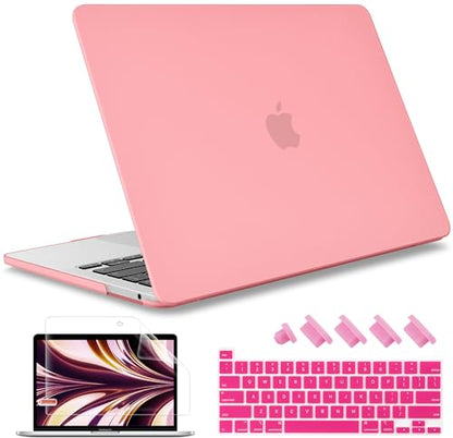 May Chen Compatible with MacBook Pro 13 inch Case 2022 2021 2020 Release Model A2338 M2 M1 A2251 A2289, Plastic Hard Shell Case Keyboard Cover for MacBook Pro 13 Touch Bar Fits Touch ID, Matte Pink - color: Pink