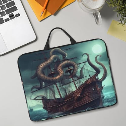 14 Inch Laptop Sleeve Case Waterproof Lightweight Laptop Case Bag Octopus Ship Travel Laptop Bag With Handle Briefcase Messenger Bag For Women Men
