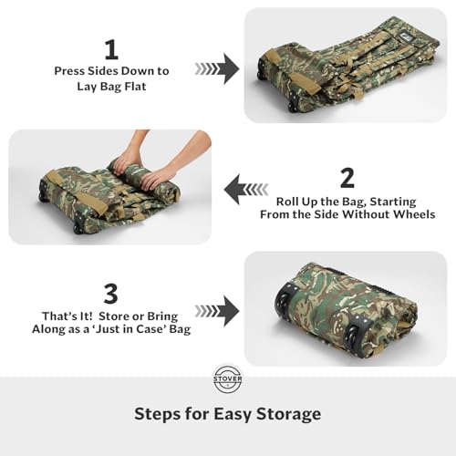 45/80/100L Rolling Duffel Bag with Wheels, X-Large Durable Travel Duffle + Toiletry Bag, Heavy Duty, Packable with Shoulder Straps- Use as Luggage or Backpack (Camouflage) - color: Camouflage