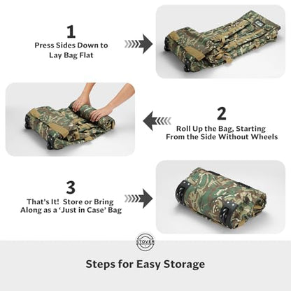 45/80/100L Rolling Duffel Bag with Wheels, X-Large Durable Travel Duffle + Toiletry Bag, Heavy Duty, Packable with Shoulder Straps- Use as Luggage or Backpack (Camouflage) - color: Camouflage