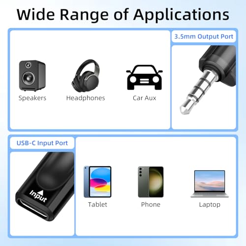 GELRHONR USB C to 3.5mm Audio Adapter, Type C Female to 1/8 "TRRS Male Headphone Jack Adapter, 16Bit/48Khz High Fidelity Audio Converter with PC, Laptop, Phone 2Pack (USB C F to 3.5mm M) - style: USB C F to 3.5mm M