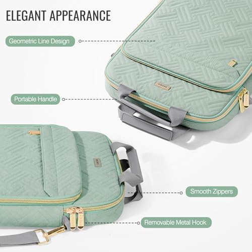 MoKo 13-14 Inch Puffy Laptop Sleeve Shoulder Bag Carrying Case with Handle | Fits Mac Air 13-inch M5, Mac Neo A18 Pro, Mac Pro 14-inch M5/M4/M3/M2/M1 and Surface 13.8-inch, Light Green - color: Light Green, size: 13.3-14 Inch
