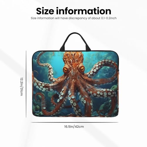 14 Inch Laptop Sleeve Case Waterproof Lightweight Laptop Case Bag Cool Big Octopus Travel Laptop BagsWith Handle Briefcase Messenger Bag For Women Men