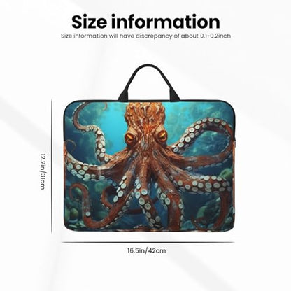 14 Inch Laptop Sleeve Case Waterproof Lightweight Laptop Case Bag Cool Big Octopus Travel Laptop BagsWith Handle Briefcase Messenger Bag For Women Men