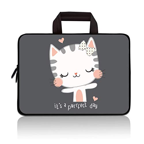 14 15 15.4 15.6 inch Laptop Handle Bag Computer Protect Case Pouch Holder Notebook Sleeve Neoprene Cover Soft Carrying Travel Case for Dell Lenovo Toshiba HP Chromebook ASUS Acer(Cute Kitty) - color: Cute Kitty