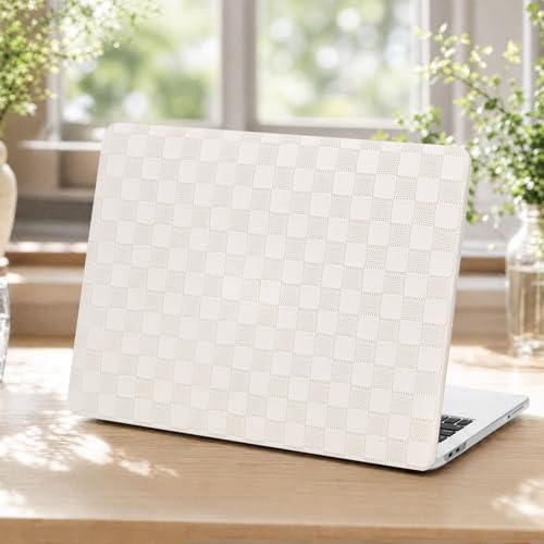 Voidborne Compatible with MacBook Neo 13 inch Case 2026 Release Model A3404 & A18 Pro Chip,Elegant Grid Leather Plastic Hard Shell Protective Case for Neo 13 inch + Keyboard Cover,Beige Checkerboard - color: Beige Checkerboard