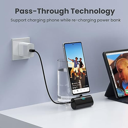 Mini Portable Charger for iPhone 17/16,Upgraded 5500mAh PD USB C Power Bank,Travel Essentials Pocket Phone Charger Battery Pack for iPhone 17/17 Pro Max/16/16 Pro/15 Series,Samsung Galaxy Android etc - color: Black