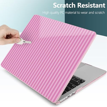 for MacBook Air 13 Inch (13.6 Inch) Case, M5/M4/M3/M2 Chip 2026 2025 2024 2023 2022, Hard Plastic Printed Cover with Screen Protector & Keyboard Cover & Dust Plugs, Pink Stripes - color: Pink Stripes