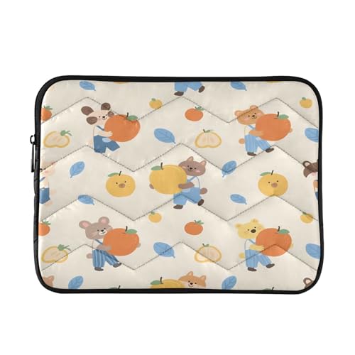 Cute Animal Fruit 15-16 Inch Quilted Laptop Sleeve Case Soft Notebook Protector Bag Computer Carrying Case - color: Cute Animal Fruit, size: Large