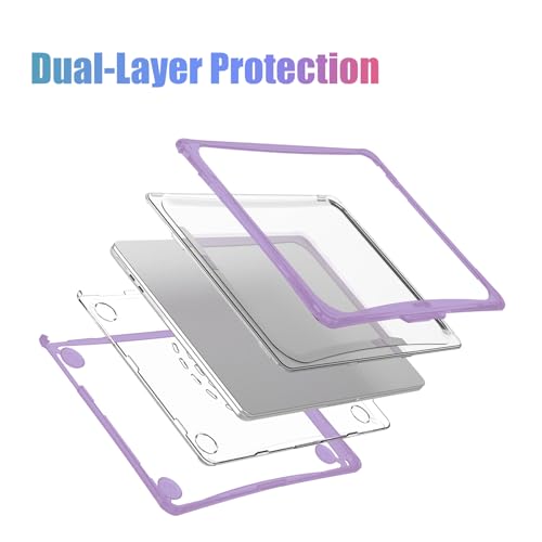 IBENZER Hexpact Protective MacBook Air 13 inch Case M5 2026 M4 2025 M3 M2 2024-2022 A3449 A3240 A3113 A2681, Heavy Duty Case & KeyboardCover & ScreenFilm, Lilac Purple, HPE-KK-LLPU+2 - color: Lilac Purple