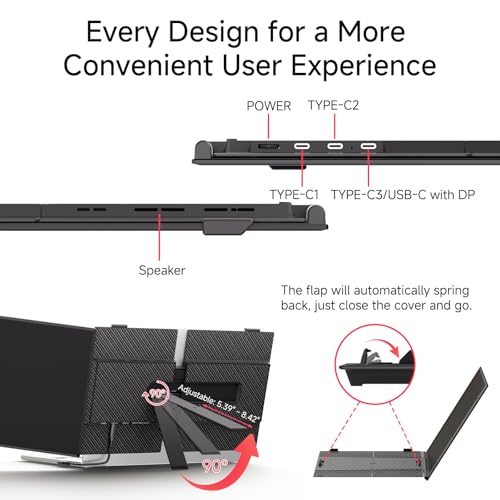 Ultra-Thin Laptop Screen Extender 14" - Dual Portable Monitor Lightweight 1080P IPS Second Extra Screen for Remote Work/Business/Travel/Home Office, Compatible with Windows/Mac/Chrome - size: 14.2"