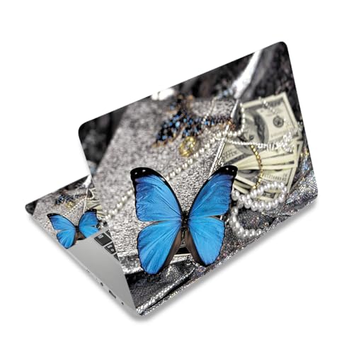 Laptop Skin Sticker Decal 12 .1 13 13.3 14 15 15.4 15.6 inch Personalized Universal Notebook Vinyl Skin Stickers Cover Art Decal Computer Protector (Blue Butterfly) - color: Blue Butterfly