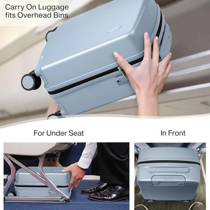 Hanke 16 Inch Underseat Small Carry On Luggage, Hard Shell with TSA Lock | PC Hard Shell, 14" Padded Laptop Pocket, Multi-Compartment, 8 Spinner Wheels, Lightweight, Short Trip - color: Grey, size: 16 Inch