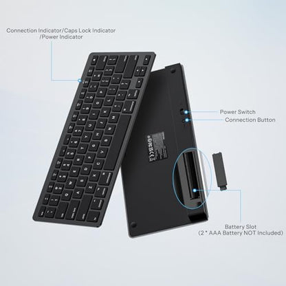 OMOTON Bluetooth Keyboard Compatible with Mac, Compact Wireless Keyboard Compatible with MacBook Pro/Air, iMac, Mac mini/Pro Laptop and PC, Dark Black - color: Dark Black