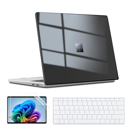 Slim Case for Microsoft Surface Laptop 13 Inch 2025 Release (Model #2095), PC Hard Shell Cover 13 Inch Surface Laptop with Shockproof Protective Snap + Keyboard Cover + Screen Protector,Crystal Black - color: Crystal Black, size: 13 Inch