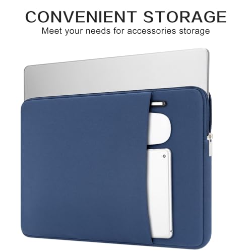 RAINYEAR 13 Inch Laptop Sleeve Compatible with 13.3" MacBook Air/Pro M1 M2 M3 M4 M5 A3449 A3240 A3113 A2681 A2338 Case Cover Bag with Front Pocket Accessories Pouch (Navy Blue) - color: Navy Blue, size: 13"