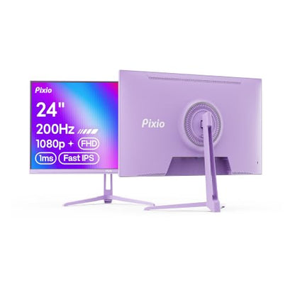 Pixio PX248 Wave Purple 24 inch 200Hz Refresh Rate FHD 1080p Resolution Fast IPS Panel 1ms GTG Response Time Built-in Speakers Gaming Monitor with Adaptive Sync - color: Purple