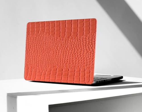 Crocodile Case for MacBook Air 13 Inch 2021 2020 2019 2018 M1 A2337 A2179 A1932, MacBook Air M1 Case, Aligator Skin Snakeskin PU Leather Hardshell & Keyboard Cover for Mac Air 13.3, Orange - color: # Shiny Orange Crocodile