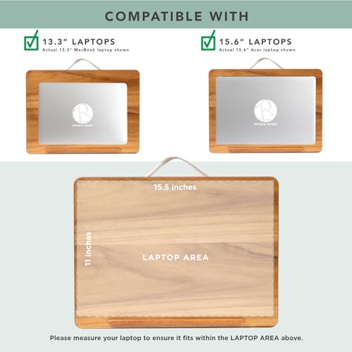 ROSSIE Home Acacia Wood Easel Lap Desk – Natural, Fits 15.6” Laptops | Adjustable 7-Level Laptop Stand, Portable Workstation with Open Storage - color: Natural