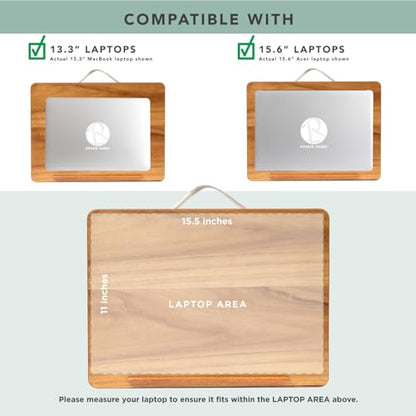 ROSSIE Home Acacia Wood Easel Lap Desk – Natural, Fits 15.6” Laptops | Adjustable 7-Level Laptop Stand, Portable Workstation with Open Storage - color: Natural