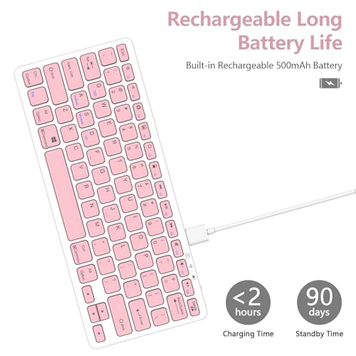 TaIYanG Bluetooth Keyboard for iPad Wireless Keyboard Compatible with iPad A16 11th 10th Generation, 10.2(9th/8th/7th Gen), Air/Pro/Mini and All Bluetooth Devices (Light Pink) - color: Light Pink
