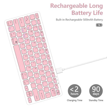 TaIYanG Bluetooth Keyboard for iPad Wireless Keyboard Compatible with iPad A16 11th 10th Generation, 10.2(9th/8th/7th Gen), Air/Pro/Mini and All Bluetooth Devices (Light Pink) - color: Light Pink