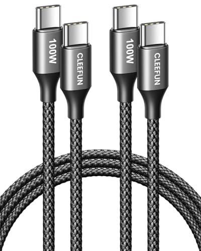 CLEEFUN USB C to USB C Cable 100W, [4ft 2-Pack] USBC to USBC Cable 100 Watts, Type C Charger Cord Fast Charging for iPhone 17 16 15 Pro Max Plus, Samsung S26 S25 S24, MacBook/iPad USB-C, Pixel - size: 4ft
