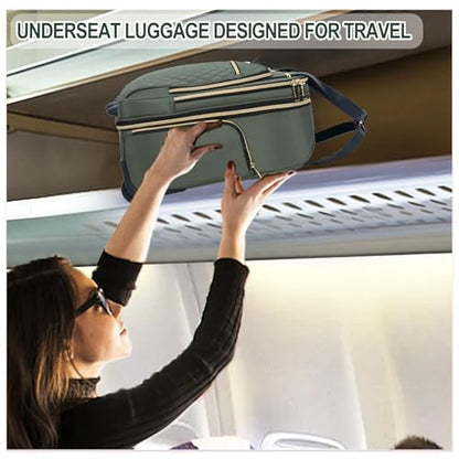 EMPSIGN Underseat Carry On Wheeled - 16" Carry on Bag with Wheels Multi-functional Lightweight Rolling Bag Overnight Weekender Small Suitcase for Women Men Travel Business, Army Green-Gold Zipper - color: Army Green-Gold Zipper