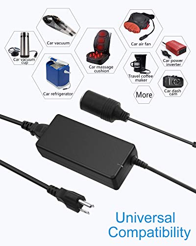 ALITOVE Cigarette Lighter Adapter to Wall Plug 8A 110V to 12V Converter | 120V to 12 Volt Converter 96W, AC to DC Adapter 8Amp 5A 3A, for Small Car Vacuum Air Pump Cooler Massager Fan - size: 8A