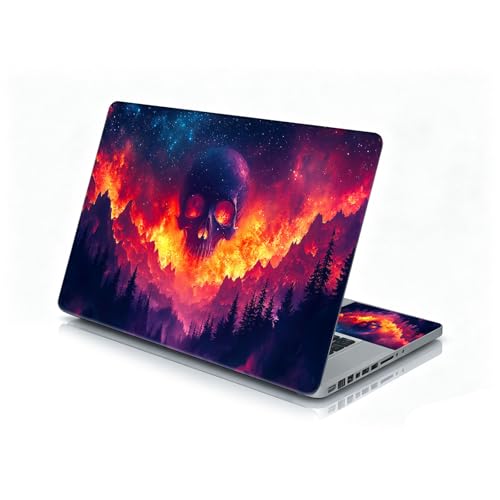 Universal Laptop Skin Sticker Decal, 12"-15.6" Aesthetic Vinyl Wrap, Fiery Skull Mountain Waterproof Notebook Cover Art Protector for MacBook HP Dell Lenovo, Fits 13" 14" 15" 15.6" - color: Fiery Skull Mountain